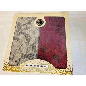 Modern Expressions Pashmina Scarf Of 2 (68.8" x 27.5") Pink/Grey Set